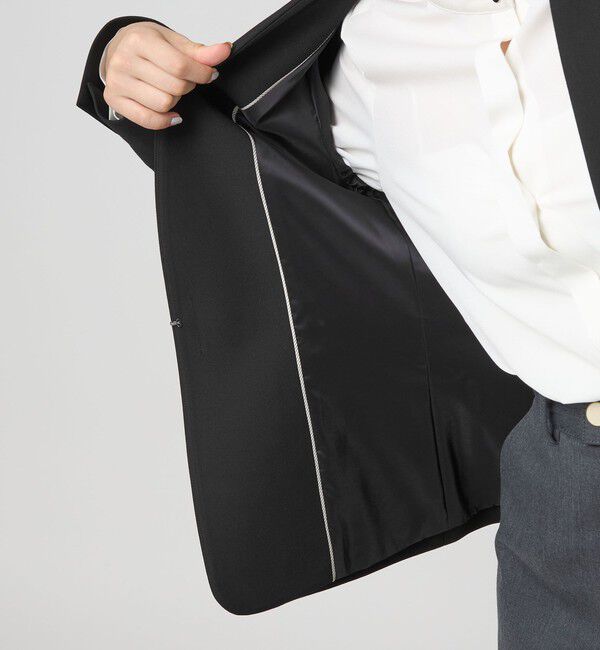 UNITED ARROWS green label relaxing「ダブルクロス ノーラペル ジャケット ウォッシャブル ストレッチ」|ノーカラージャケット|