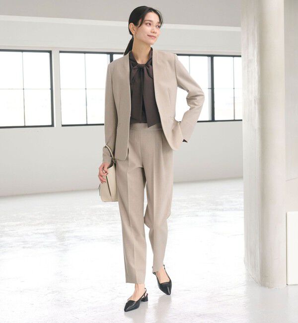 UNITED ARROWS green label relaxing「ダブルクロス ノーラペル ジャケット ウォッシャブル ストレッチ」|ノーカラージャケット|