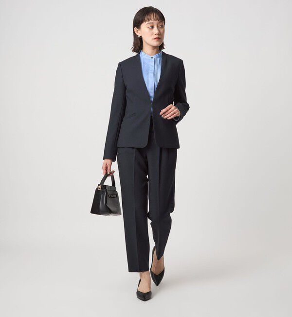 UNITED ARROWS green label relaxing「ダブルクロス ノーラペル ジャケット ウォッシャブル ストレッチ」|ノーカラージャケット|