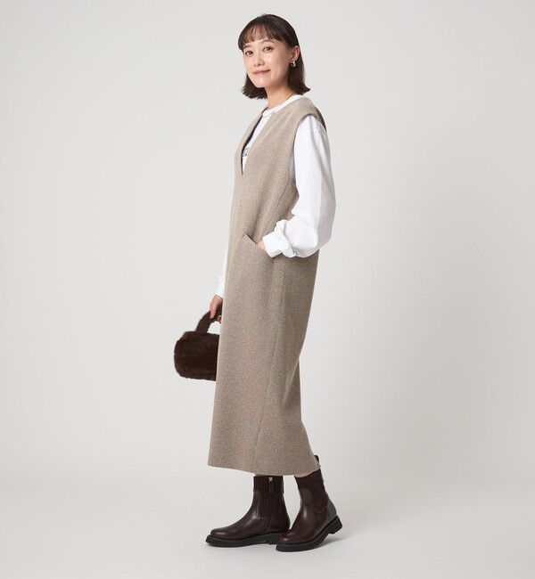 UNITED ARROWS green label relaxing「［size SHORTあり］カルゼ キーネック ジャンパースカート」|ジャンパースカート|