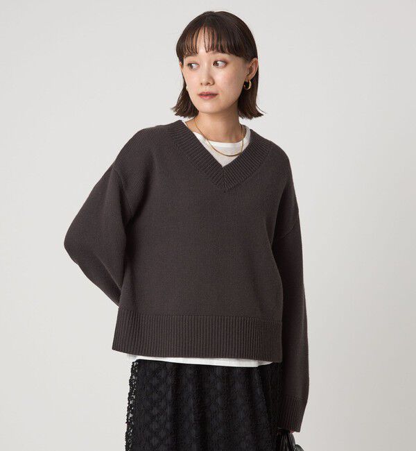UNITED ARROWS green label relaxing「SERENITY Vネック プルオーバー ニット」|ニット・セーター|DK.BROWN