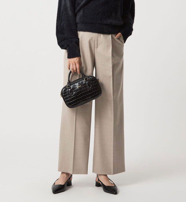 UNITED ARROWS green label relaxing「［size SHORT/TALLあり］キチントボトムス サキソニー ワイド パンツ」|スラックス|BEIGE