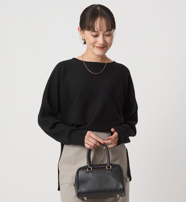 UNITED ARROWS green label relaxing「ウール スムース ワイド ニット プルオーバー ウォッシャブル」|ニット・セーター|BLACK