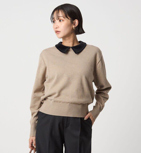 UNITED ARROWS green label relaxing「ベロア エリ 2WAY ニット プルオーバー ウォッシャブル」|ニット・セーター|