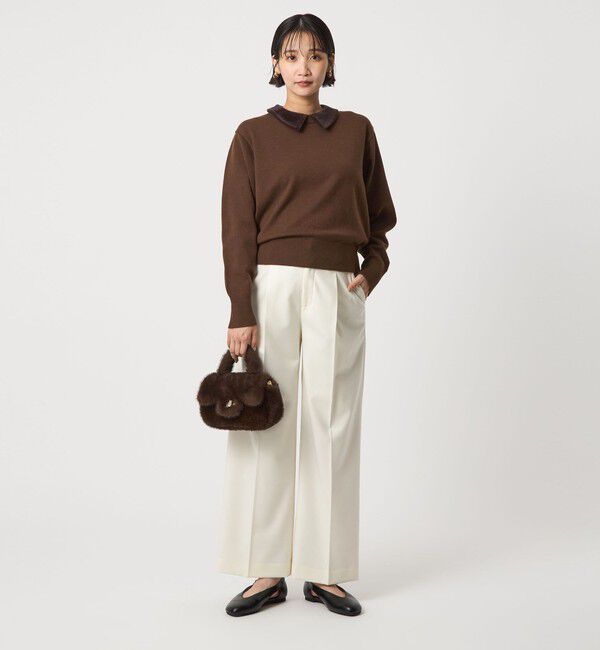 UNITED ARROWS green label relaxing「ベロア エリ 2WAY ニット プルオーバー ウォッシャブル」|ニット・セーター|