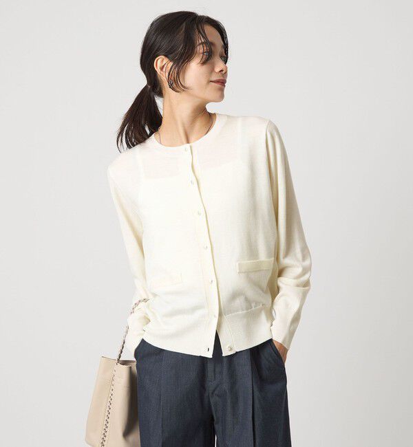 UNITED ARROWS green label relaxing「ウール クルーネック カーディガン ウォッシャブル」|カーディガン|WHITE
