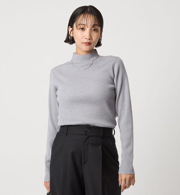 UNITED ARROWS green label relaxing「ラメ リブ ボトルネック ニット プルオーバー ウォッシャブル」|ニット・セーター|