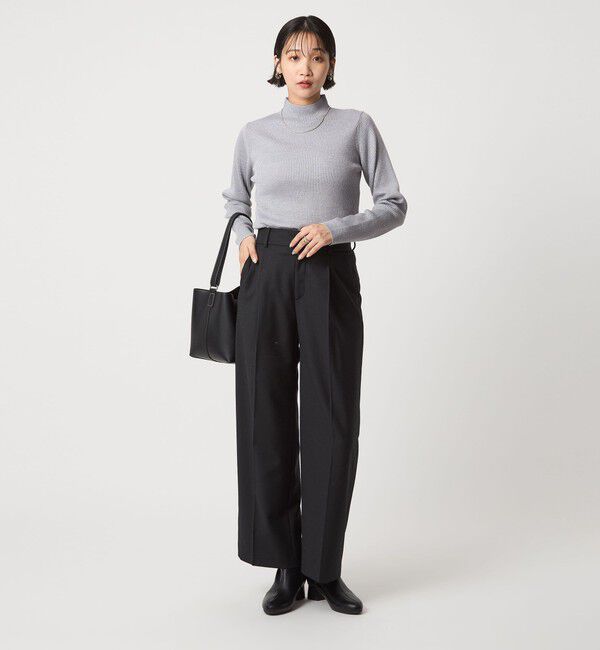 UNITED ARROWS green label relaxing「ラメ リブ ボトルネック ニット プルオーバー ウォッシャブル」|ニット・セーター|