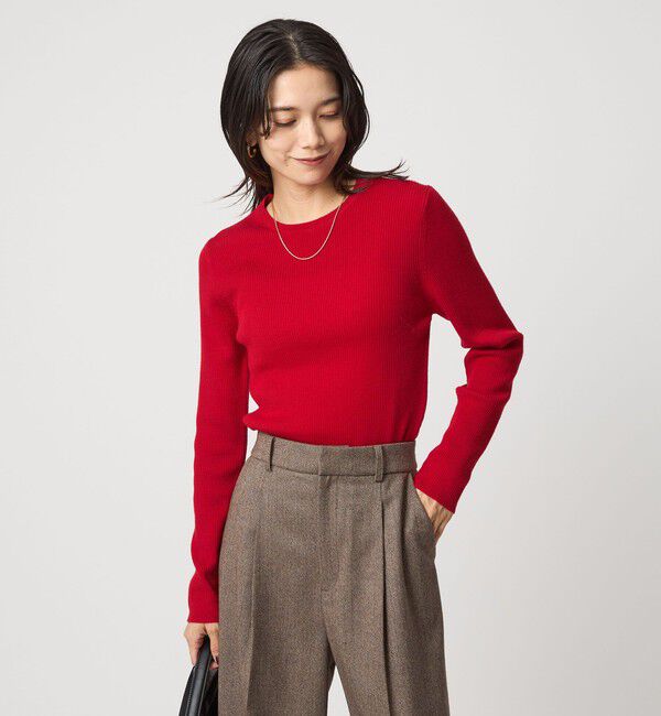 UNITED ARROWS green label relaxing「ウール リブ クルーネック ニット プルオーバー ウォッシャブル」|ニット・セーター|