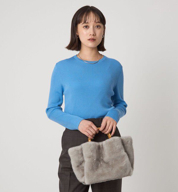 UNITED ARROWS green label relaxing「ウール リブ クルーネック ニット プルオーバー ウォッシャブル」|ニット・セーター|COBALT