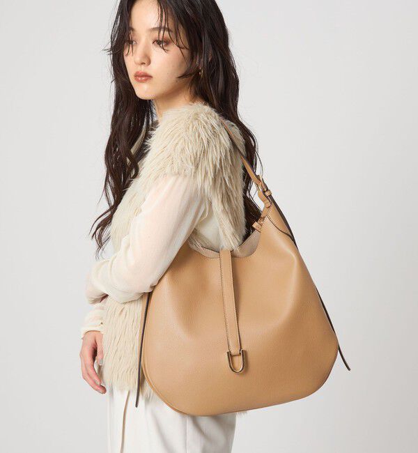 UNITED ARROWS green label relaxing「ワンハンドル メタルベルト ショルダーバッグ」|ショルダー・メッセンジャー|BEIGE