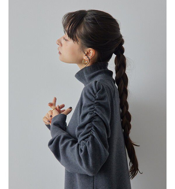 EMMEL REFINES「＜EMMEL REFINES＞EM ギャザーパフスリーブ タートルニット ワンピース」|ワンピース|