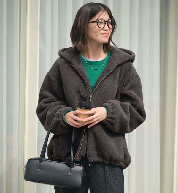 UNITED ARROWS green label relaxing「【WEB限定】＜at ease＞フェイクシープファー フード ブルゾン」|ブルゾン・スタジャン|