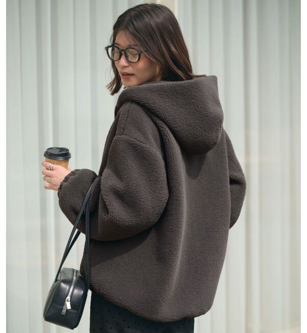 UNITED ARROWS green label relaxing「【WEB限定】＜at ease＞フェイクシープファー フード ブルゾン」|ブルゾン・スタジャン|