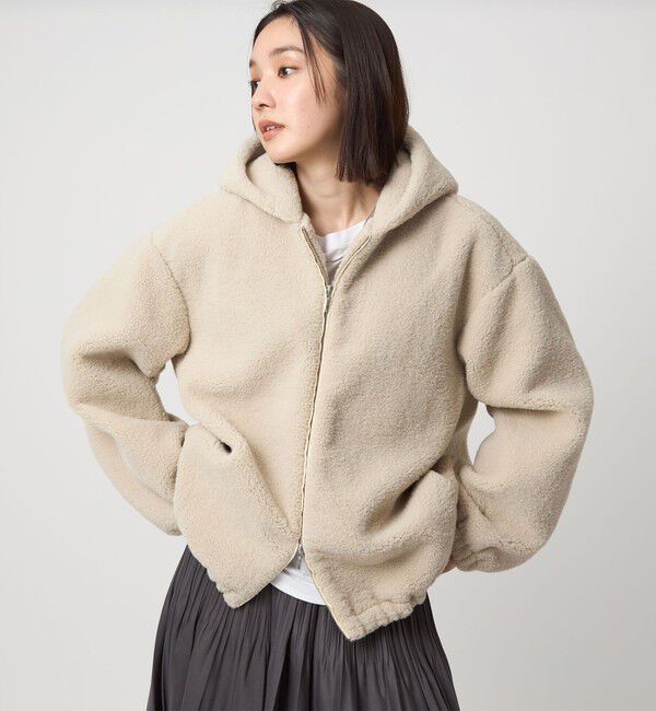 UNITED ARROWS green label relaxing「【WEB限定】＜at ease＞フェイクシープファー フード ブルゾン」|ブルゾン・スタジャン|