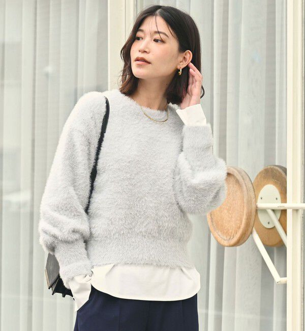 UNITED ARROWS green label relaxing「【WEB限定】＜at ease＞フェザーヤーン プルオーバー ニット」|ニット・セーター|LT.GRAY