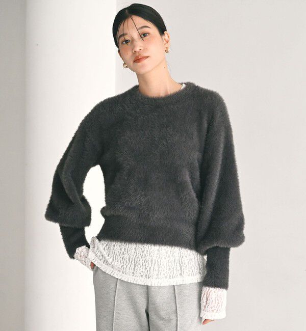 UNITED ARROWS green label relaxing「【WEB限定】＜at ease＞フェザーヤーン プルオーバー ニット」|ニット・セーター|