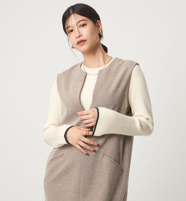 UNITED ARROWS green label relaxing「【WEB限定】＜at ease＞ソデサキ バイカラー プルオーバー ニット ウォッシャブル」|ニット・セーター|