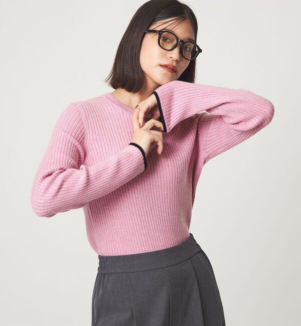 UNITED ARROWS green label relaxing「【WEB限定】＜at ease＞ソデサキ バイカラー プルオーバー ニット ウォッシャブル」|ニット・セーター|