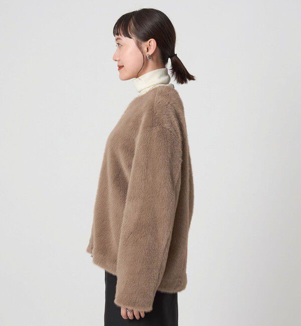 UNITED ARROWS green label relaxing「フェイクファー ノーカラー コート」|ノーカラーコート|