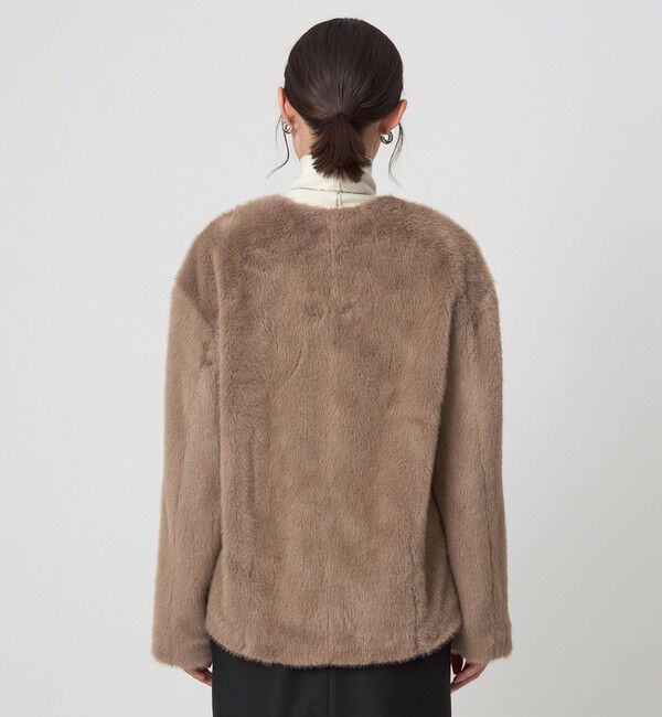 UNITED ARROWS green label relaxing「フェイクファー ノーカラー コート」|ノーカラーコート|
