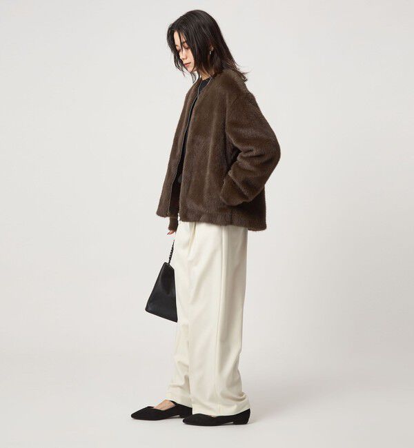 UNITED ARROWS green label relaxing「フェイクファー ノーカラー コート」|ノーカラーコート|