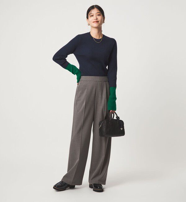 UNITED ARROWS green label relaxing「【WEB限定】＜at ease＞バイカラー クルーネック プルオーバー ニット」|ニット・セーター|