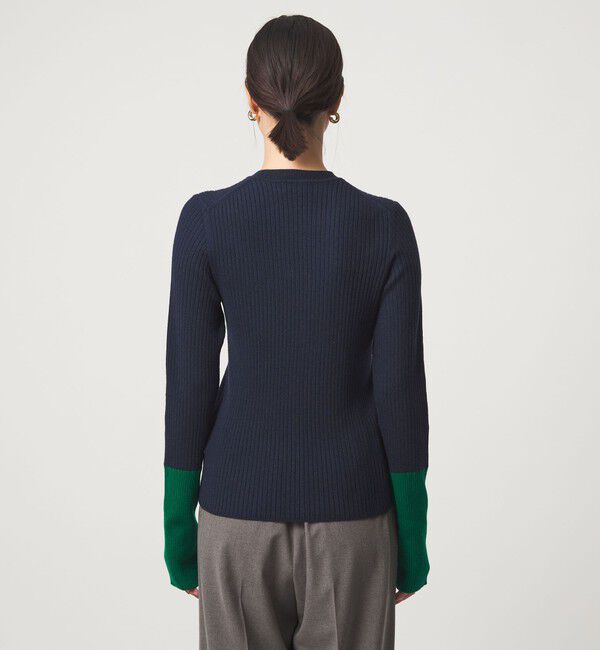 UNITED ARROWS green label relaxing「【WEB限定】＜at ease＞バイカラー クルーネック プルオーバー ニット」|ニット・セーター|