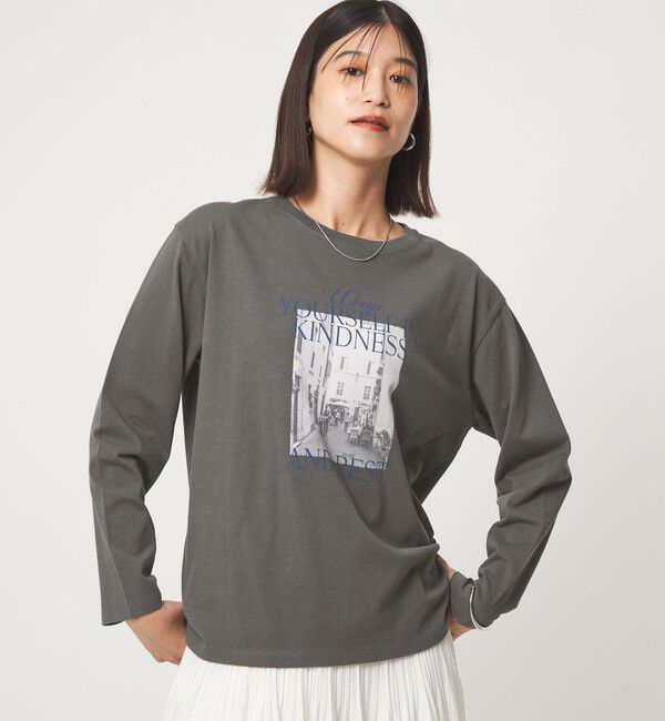 UNITED ARROWS green label relaxing「【WEB限定】＜at ease＞アソート フォト  ロングスリーブ カットソー」|Tシャツ・カットソー|DK.GRAY