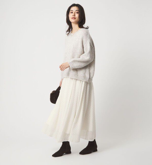 UNITED ARROWS green label relaxing「プチ リボンモチーフ ジャガード スカート」|フレア|