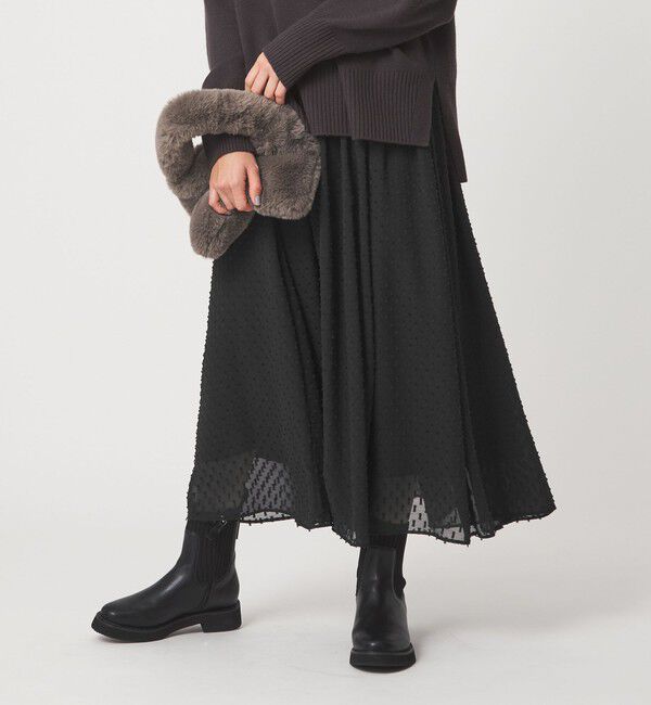 UNITED ARROWS green label relaxing「プチ リボンモチーフ ジャガード スカート」|フレア|