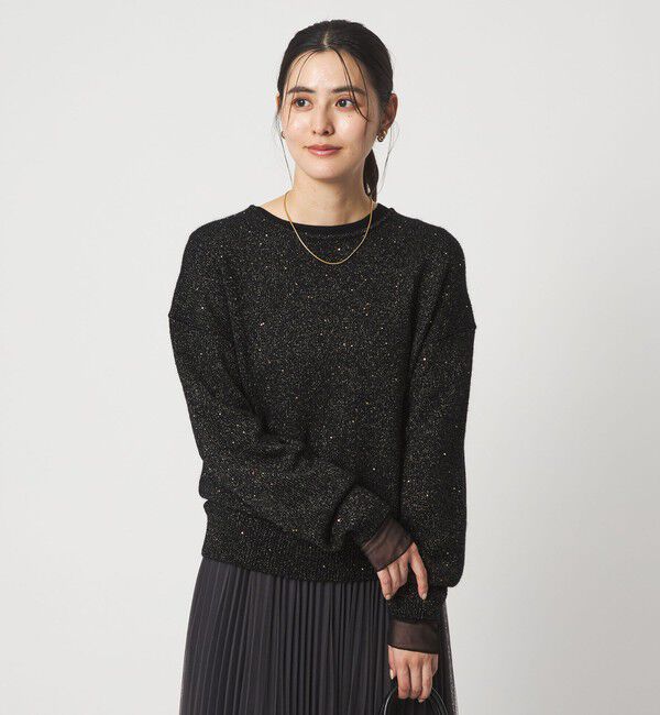 UNITED ARROWS green label relaxing「スパンコール ニット プルオーバー ウォッシャブル」|ニット・セーター|BLACK