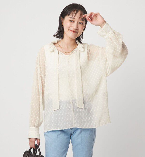 UNITED ARROWS green label relaxing「プチ リボンモチーフ ジャガード ブラウス」|シャツ・ブラウス|