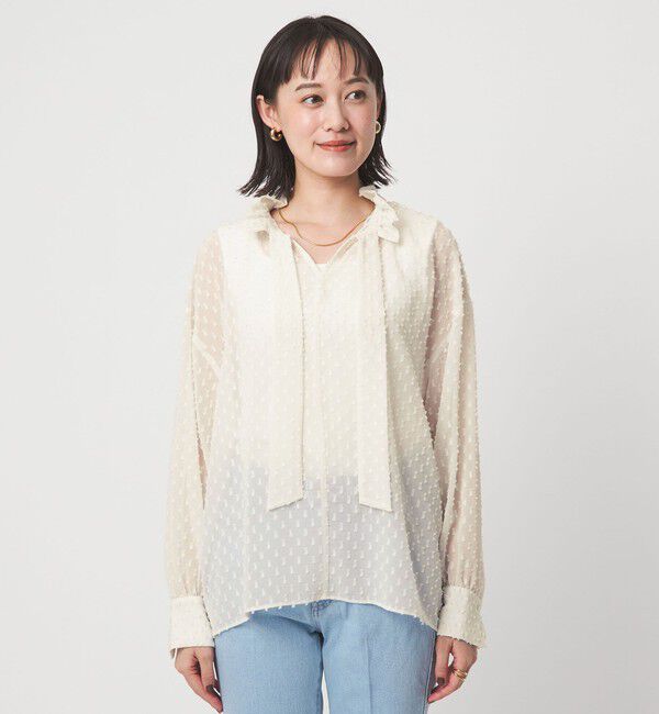 UNITED ARROWS green label relaxing「プチ リボンモチーフ ジャガード ブラウス」|シャツ・ブラウス|