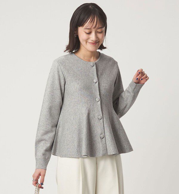 UNITED ARROWS green label relaxing「ペプラム クルミボタン ニット カーディガン」|カーディガン|