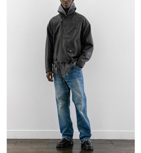 MONKEY TIME「＜monkey time＞ シープ レザー オーバーサイズ ダブルライダースジャケット」|ライダースジャケット|