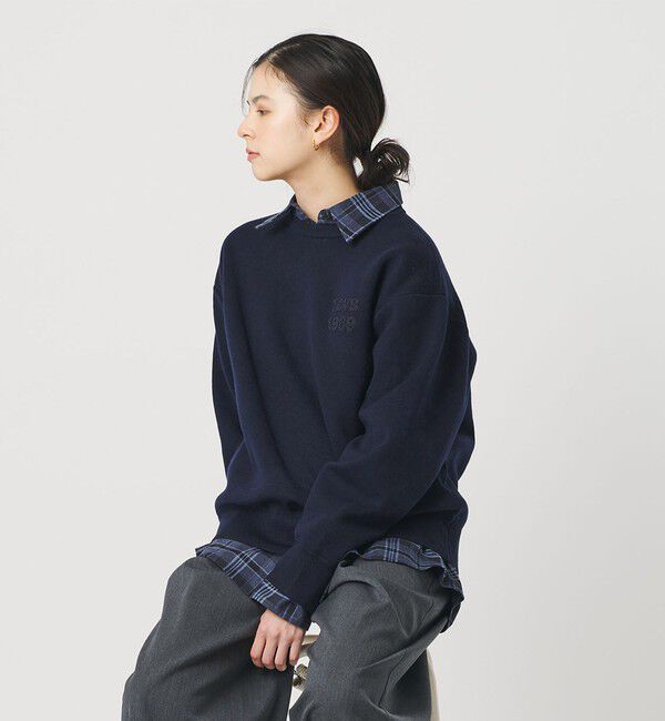 BEAUTY&YOUTH UNITED ARROWS「ロゴクルーネック ニットプルオーバー ウォッシャブル」|ニット・セーター|