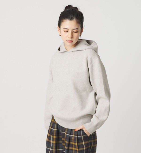 BEAUTY&YOUTH UNITED ARROWS「コットンウールブレンド ソリッド＆ボーダーニットフーディ ウォッシャブル」|ニット・セーター|