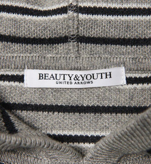 BEAUTY&YOUTH UNITED ARROWS「コットンウールブレンド ソリッド＆ボーダーニットフーディ ウォッシャブル」|ニット・セーター|