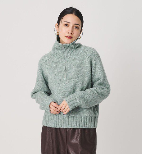 BEAUTY&YOUTH UNITED ARROWS「ウールナイロン ハーフジップ ニットプルオーバー」|ニット・セーター|LIME