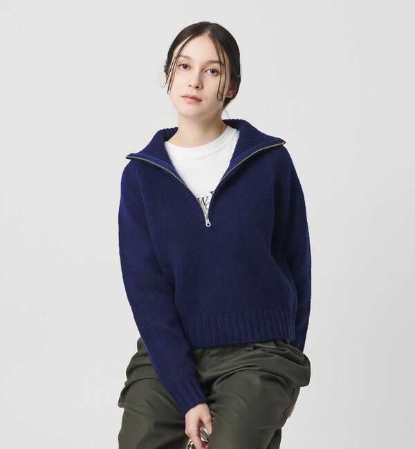 BEAUTY&YOUTH UNITED ARROWS「ウールナイロン ハーフジップ ニットプルオーバー」|ニット・セーター|NAVY