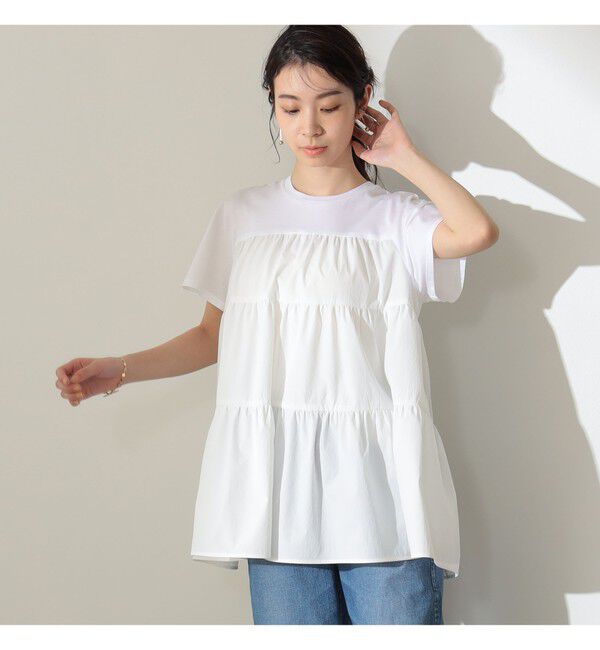 Demi-Luxe BEAMS 「コンビ ティアード プルオーバー」|シャツ・ブラウス|WHITE