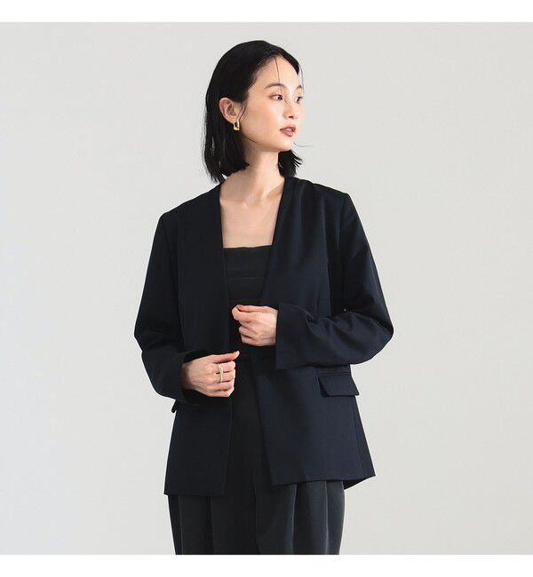 Demi-Luxe BEAMS 「ポリエステル ウール ラペルレス ジャケット」|ダッフルコート|