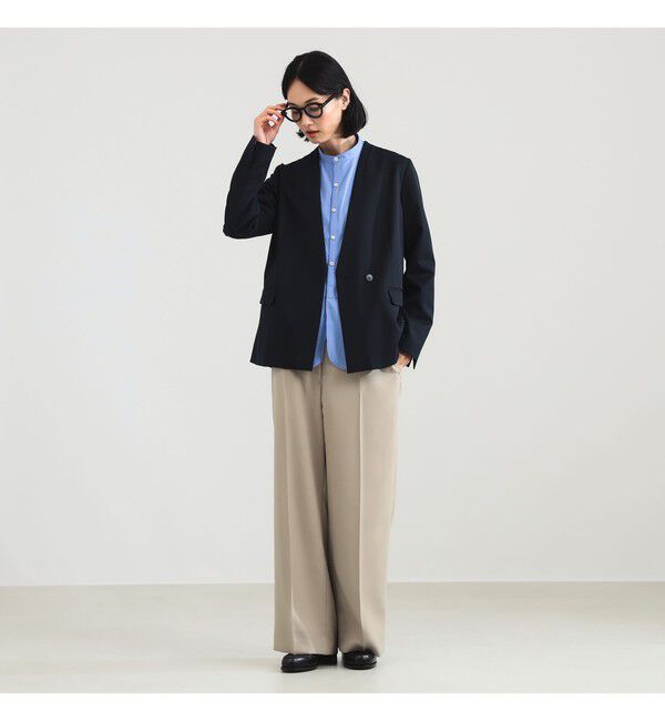 Demi-Luxe BEAMS 「ポリエステル ウール ラペルレス ジャケット」|ダッフルコート|