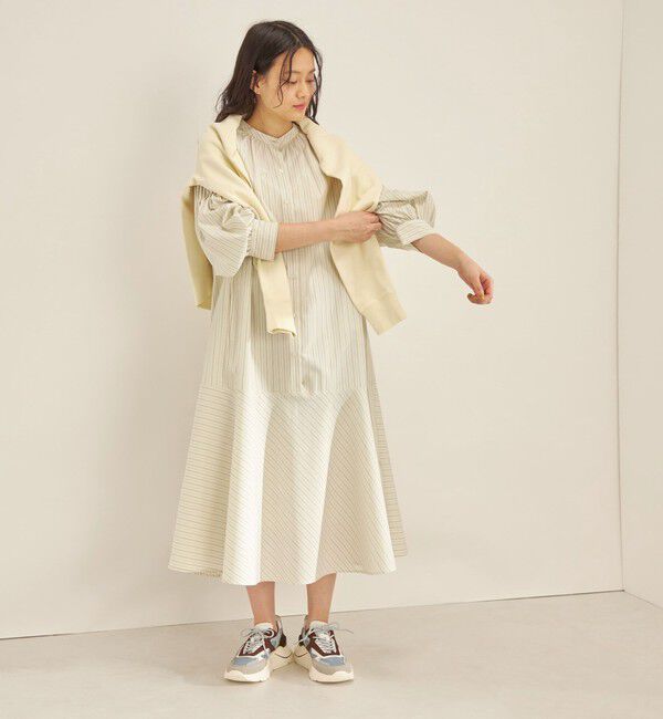 SHIPS for women「〈手洗い可能〉GIZA スーピマ 綿 切り替え バンドカラー ワンピース◇」|ワンピース|