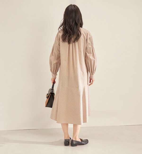 SHIPS for women「〈手洗い可能〉GIZA スーピマ 綿 切り替え バンドカラー ワンピース◇」|ワンピース|