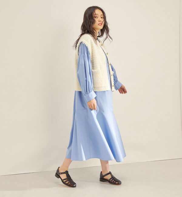 SHIPS for women「〈手洗い可能〉GIZA スーピマ 綿 切り替え バンドカラー ワンピース◇」|ワンピース|