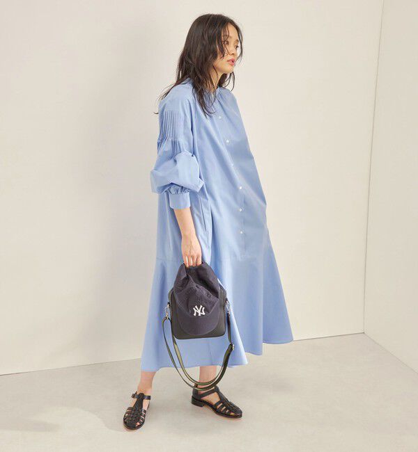 SHIPS for women「〈手洗い可能〉GIZA スーピマ 綿 切り替え バンドカラー ワンピース◇」|ワンピース|