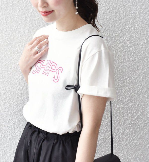SHIPS for women「【WEB限定】 SHIPS ラウンド プリント ロゴ TEE」|Tシャツ・カットソー|