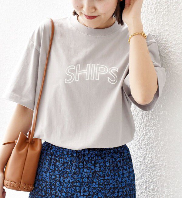 SHIPS for women「【WEB限定】 SHIPS ラウンド プリント ロゴ TEE」|Tシャツ・カットソー|